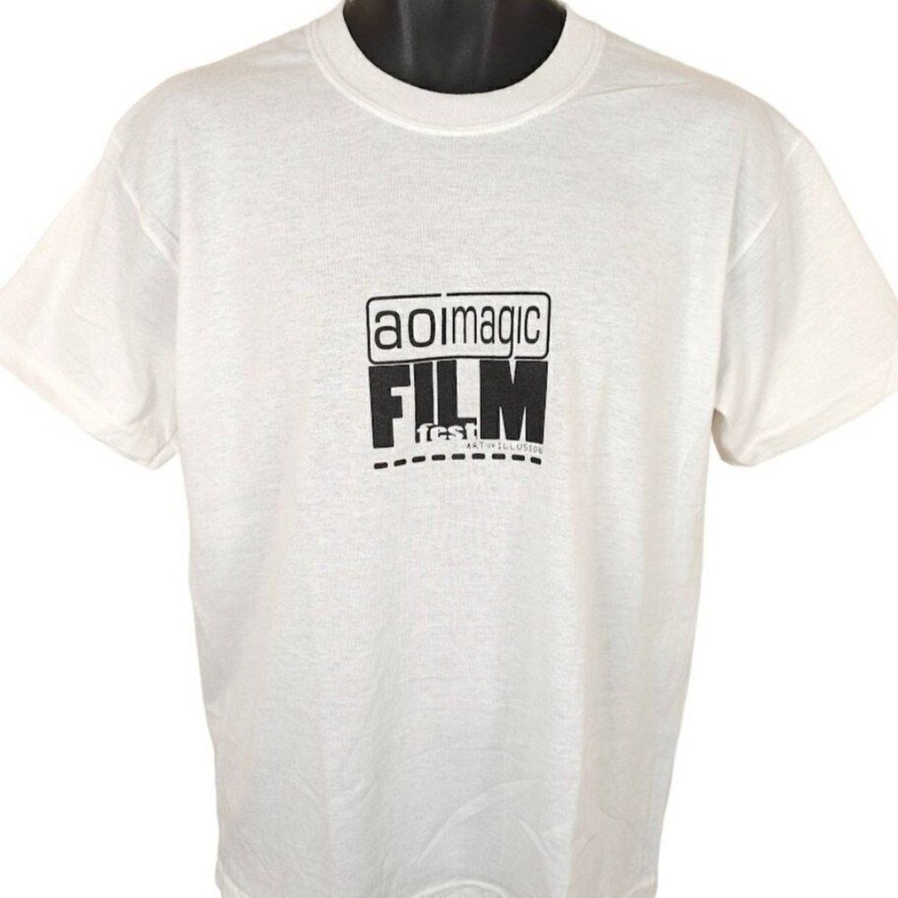Vintage Art Of Illusion T Shirt Mens Size Medium White Y2K AOI Film Fest